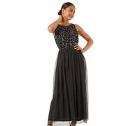Petite Contrast Sequin Mesh Dress Roman Black 12
