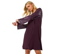 Petite Contrast Sequin Shift Stretch Dress Roman Plum 14