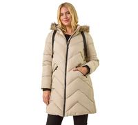 Petite Contrast Zip Puffer Coat Roman Ivory 18