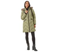 Petite Contrast Zip Puffer Coat Roman Khaki 14