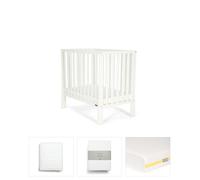 Petite Cot Bundle with Essential Airflow Fibre Mattress (4 Pieces) - Pure White White