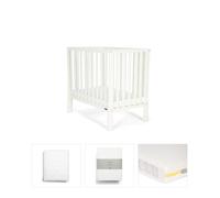 Petite Cot Bundle with Essential Pocket Spring Mattress (4 Pieces) - Pure White White