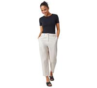 Roman Petite Cotton Blend Stretch Trousers for Women UK - Ladies Spring Everyday Summer Break Button Fastened Comfy Belt Loops Soft Side Pockets Pants Business Work Bottoms - Stone - Size 14