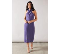 Petite Crepe Halter Neck Pencil Dress Wallis Blue 16