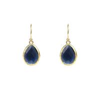Petite Drop Earrings by Latelita: 3cm Sapphire Hydro Gold Earrings with 925 Sterling Silver and 22ct Gold Plating