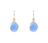 Petite Drop Earrings Dark Blue Chalcedony Gold