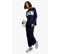 Petite DSGN Studio Crew Neck Knitted Jumper And Maxi Skirt Set DSGN Studio Navy S