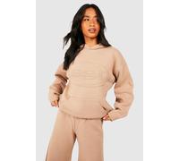 Petite DSGN Studio Embossed Knitted Hoodie DSGN Studio Stone L