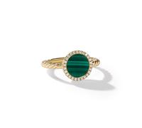 Petite DY Elements® Ring in 18ct Yellow Gold with Malachite and Diamonds, 11.3mm - Ring Size M