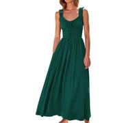 Petite Evening Maxi Dresses for Women UK Summer Dresses for Women UK Swing Sexy Bohemian Dresses Short Sleeve Crewneck Floral Dresses Baggy Floral Print Sundress High Waist T-Shirt Dresses Green