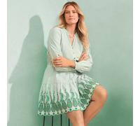 Petite Eyelet Mini Dress lands end Bottle Green 14-16