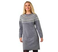 Petite Fairisle Knit Jumper Dress Roman Grey 12