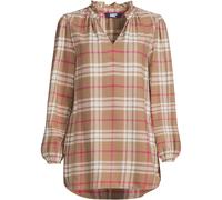 Petite Flannel Ruffle Neck Tunic lands end Beige 10-12