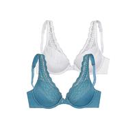 Petite Fleur Lace Trim Push Up Bras Blue