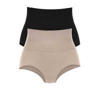 Petite Fleur Pack of 2 Shapewear Waist Briefs Black / Nude