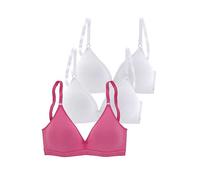 Petite Fleur Pack of 3 Non-Wired Triangle Bras Pink Multi