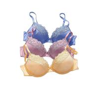 Petite Fleur Pack of 3 Push-Up Bras Rose/blue/vanilla