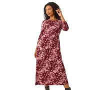 Petite Floral Abstract Stretch Midi Dress Roman Wine 12