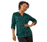 Petite Floral Button Detail Top Roman Green 12