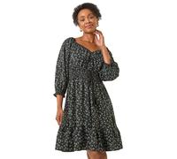 Petite Floral Frill Dress Roman Black 8