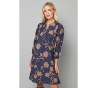 Petite Floral Lace Insert Shift Dress Wallis Navy 16