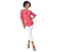 Petite Floral Print Bardot Top Roman Pink 14