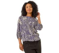 Petite Floral Print Button Blouse Roman Purple 12