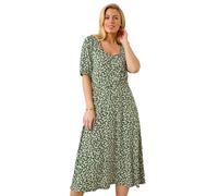 Petite Floral Print Button Midi Dress Roman Khaki 14