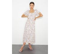 Womens Petite Floral Sweetheart Puff Midi Dress Floral 8