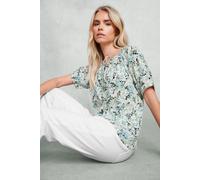 Petite Floral Tie Neck Blouse M&Co White 18