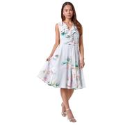 Petite Frill Detail Floral Dress Roman Grey 14