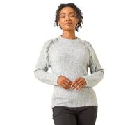 Petite Fringe Shoulder Knit Jumper Roman Grey 18