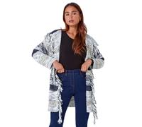 Petite Fringed Hooded Cardigan Roman Navy 12