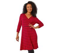 Petite Geometric Wrap Stretch Dress Roman Red 14