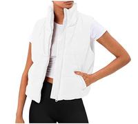 Petite Gilet for Women UK Clearance,Ladies Outerwear Gilets and Body Warmers Quilted Winter Vest Padded Full Zip Parka Coat Warm Plain Collar Lightweight Down Jacket with Pockets