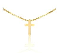 Petite Gold Cross Pendant Necklace with Adjustable Box Chain - Minimalist Religious Jewelry for Women and Girls, Ideal for Layering and Daily Waterproof Wear, Delicate Polished Finish Gift for Her