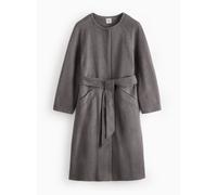 PETITE Grey Collarless Belted Coat 6