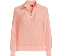 Petite Half Zip Cotton Rib Jumper lands end Coral 14-16