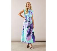 Petite High Neck Twist Detail Maxi Dress Wallis Sage 12