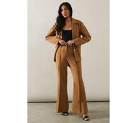 Petite High Waist Flare Trousers Wallis Camel 14
