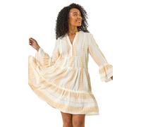 Petite Jacquard Tiered Dress Roman Coral 10