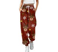 Petite Joggers for Women, Women's Christmas Sweatpants Xmas Print Holiday Joggers Baggy Elastic Waist Trousers Oversized Wide Leg Joggers Ladies Joggers Sports Jogging Pants Tracksuit with Pockets