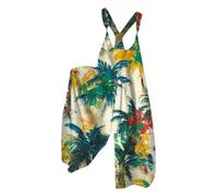 Petite Jumpsuits Womens Floral Vintage Printed Jumpsuit UK Sleeveless Ethnic Style Dungarees Casual Baggy Wide Leg Overalls Rompers Ladies Patchwork Summer Playsuit with Pockets