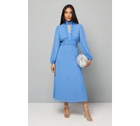 Petite Keyhole Ruffle Detail Midi Dress Wallis Blue 12