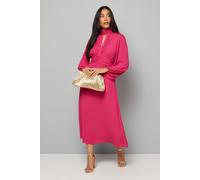 Petite Keyhole Ruffle Detail Midi Dress Wallis Raspberry 10