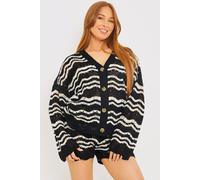 Petite Knitted Chevron Co-ord Shorts In The Style Black 22-24