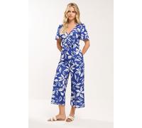 M&Co Petites Petite & White Leaf Print Jumpsuit - Women's