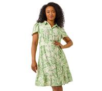 Petite Leaf Print Shirt Dress Roman Green 16