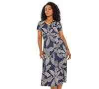 Petite Leaf Tie Waist Midi Dress Roman Navy 14