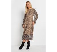 Petite Leopard Mesh Tiered Dress PixieGirl Brown 10